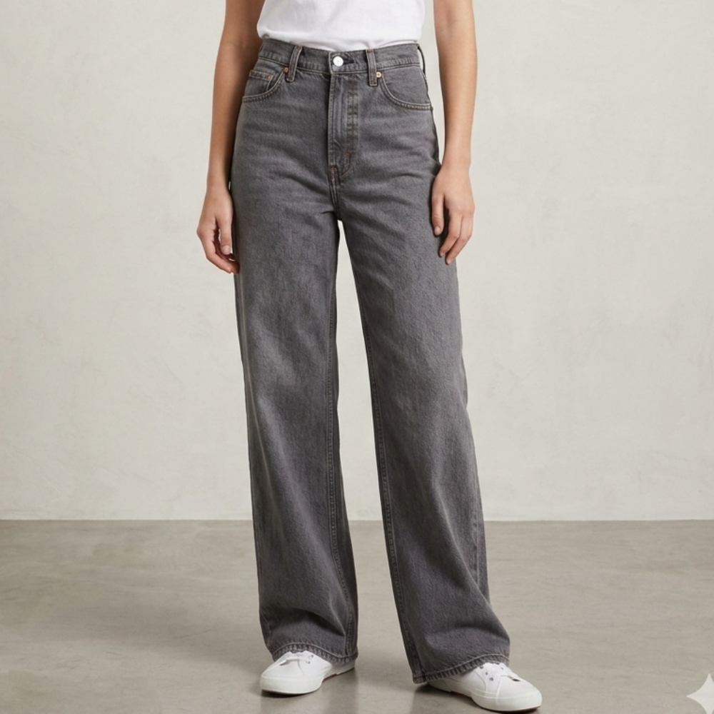 H&M Bleecker High Rise Wide Leg Jeans Size 8